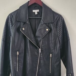 Topshop Quilted Black Faux Leather Jacket